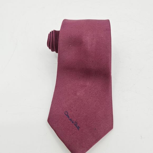 Oscar De La Renta Designer Tie Pink Mauve Navy Polka Dots Necktie 3X54 3743 - Picture 3 of 8